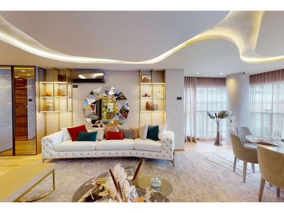 Segunda perspectiva do living de 161 m² do On The Sky Cyrela by YOO