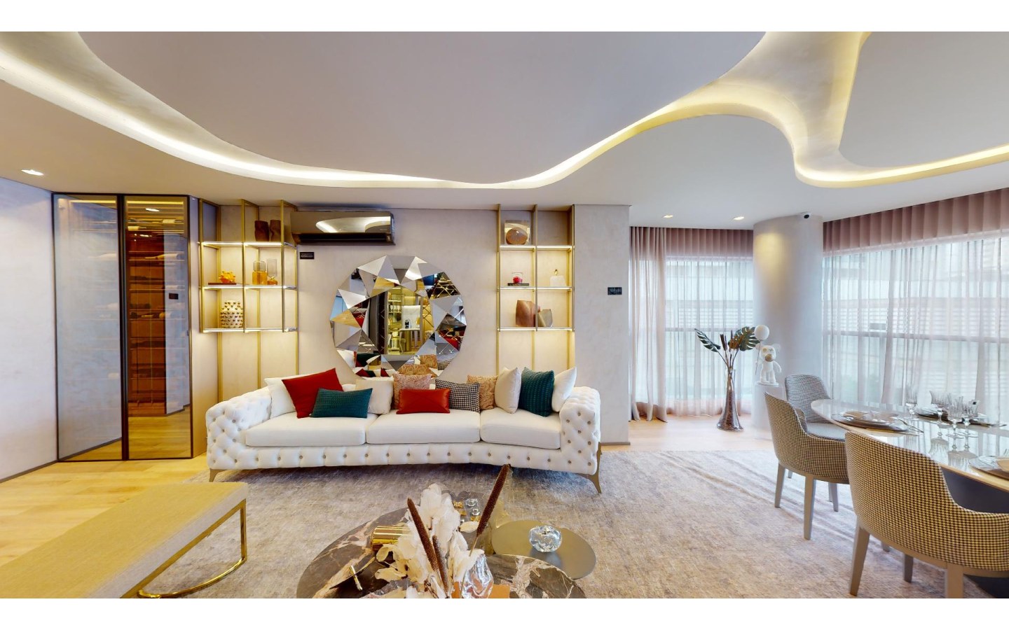 Segunda perspectiva do living de 161 m² do On The Sky Cyrela by YOO