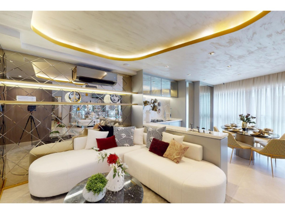 Living do decorado de 77 m² do On The Sky Cyrela by YOO