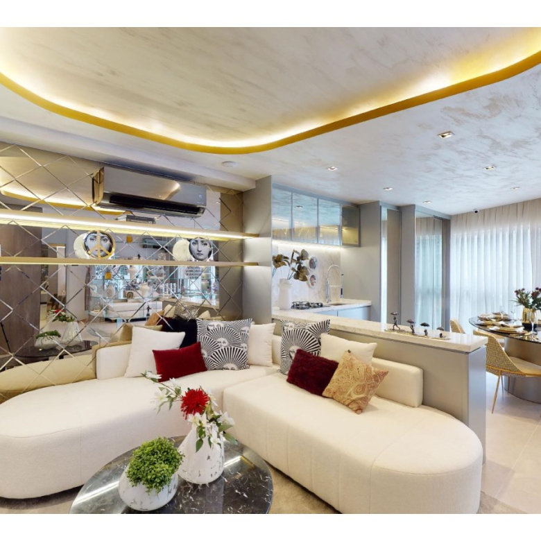 Living do decorado de 77 m² do On The Sky Cyrela by YOO