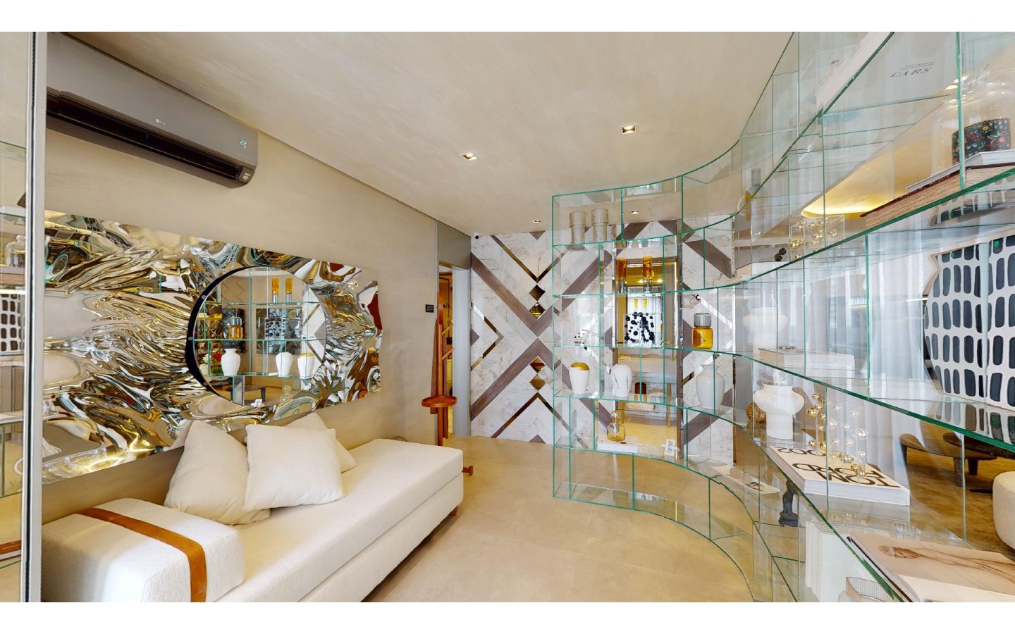Segunda perspectiva do living de 77 m² do On The Sky Cyrela by YOO