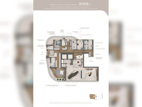 Opção de planta do apartamento de 339 m² do Epic Jardim Europa