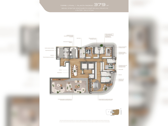 Planta do apartamento de 379 m² do Epic Jardim Europa