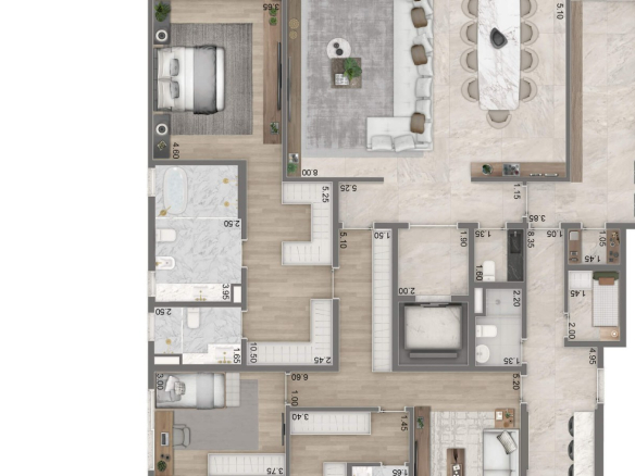 Planta de 272 m² com 3 suítes e sala íntima do Portrait Parque do Ibirapuera