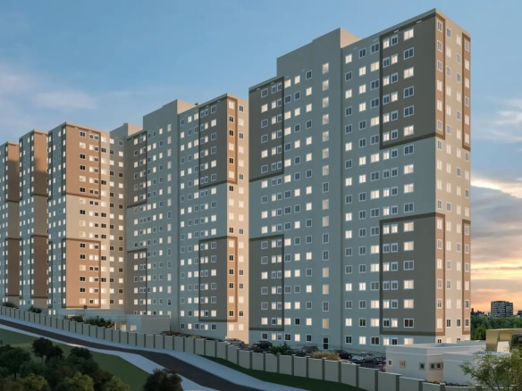 Fachada das cinco torres do Residencial Olímpia em Santa Maria, Osasco
