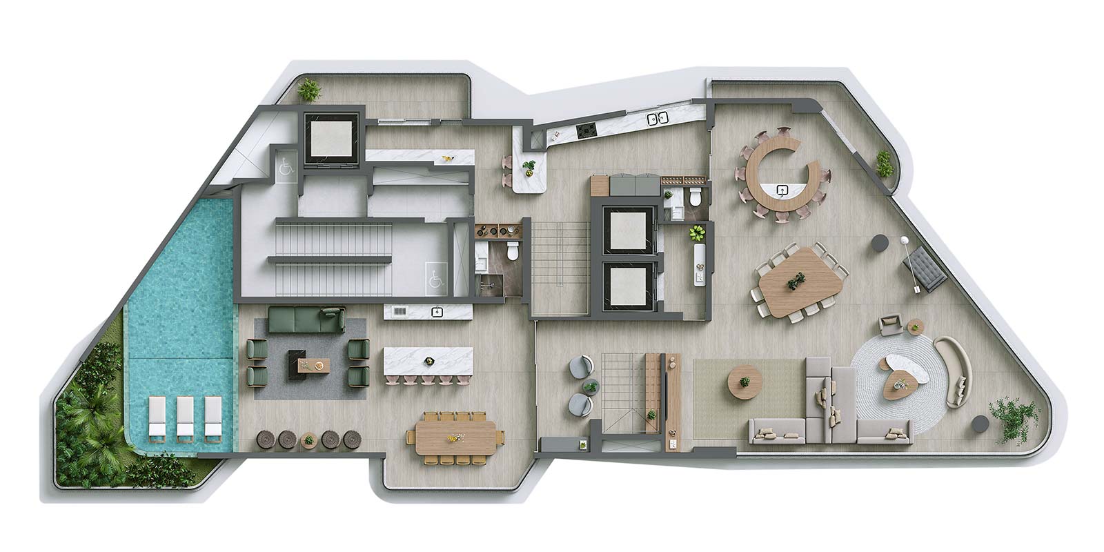 Planta oficial completa do piso superior da cobertura Signature Alphaville