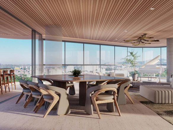 Living integrado ao terraço gourmet do Signature Alphaville