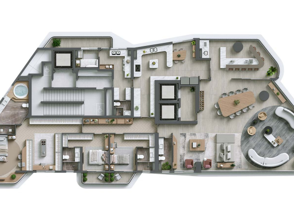 Planta de 365 m² com living ampliado do Signature Alphaville