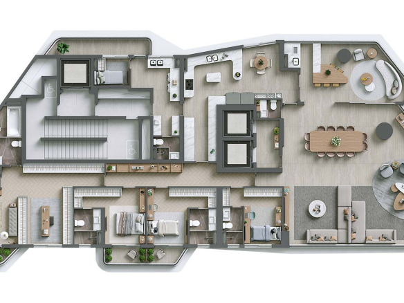 Desenho oficial do Signature Alphaville: planta padrão 365 m², quatro suítes