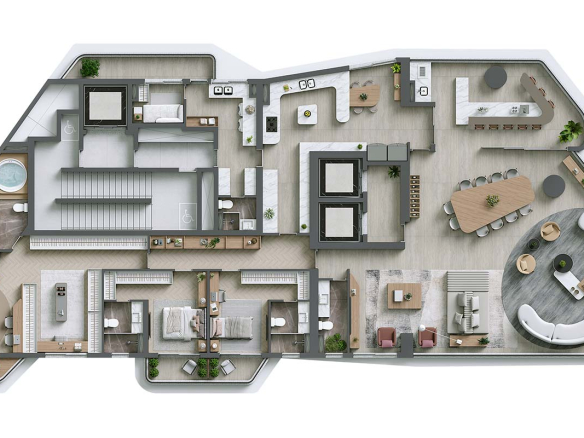 Desenho oficial do Signature Alphaville: planta 365 m², três suítes e living ampliado
