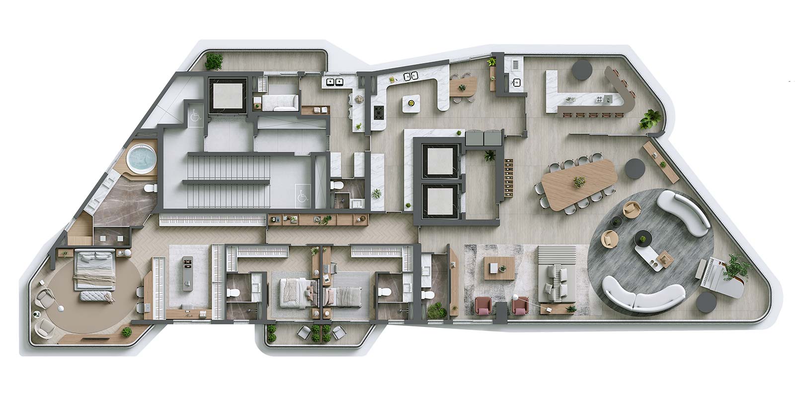 Planta oficial completa de 365 m² com três suítes e living ampliado do Signature Alphaville