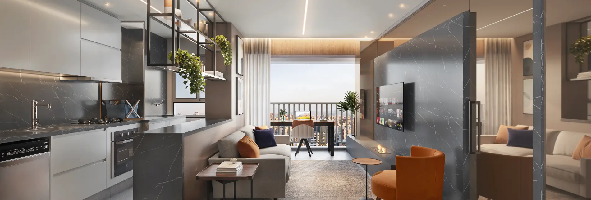 Living integrado do apartamento compacto do Soul Itapecuru