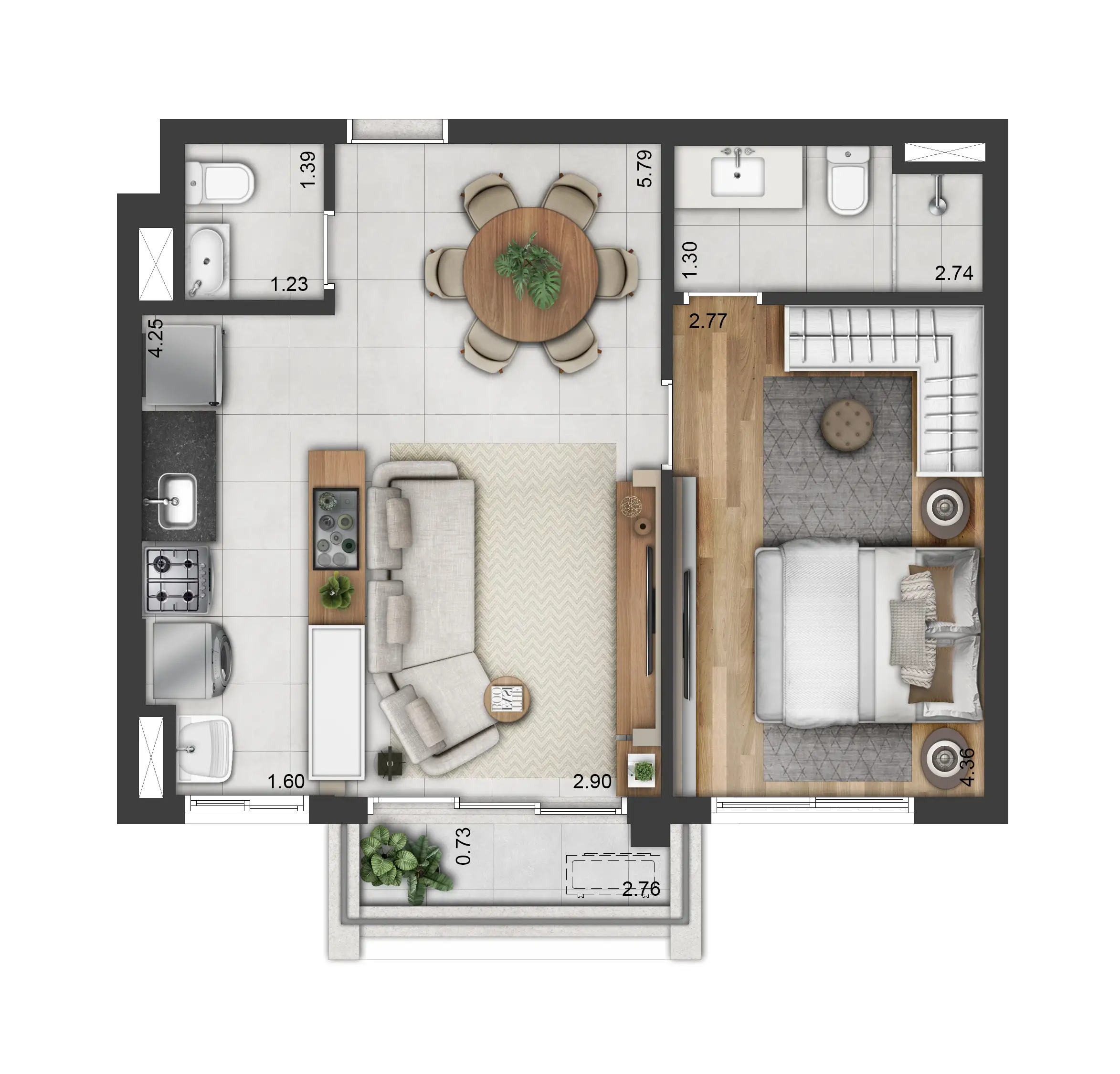Planta oficial completa de 51 m² do Soul Itapecuru, sem recorte