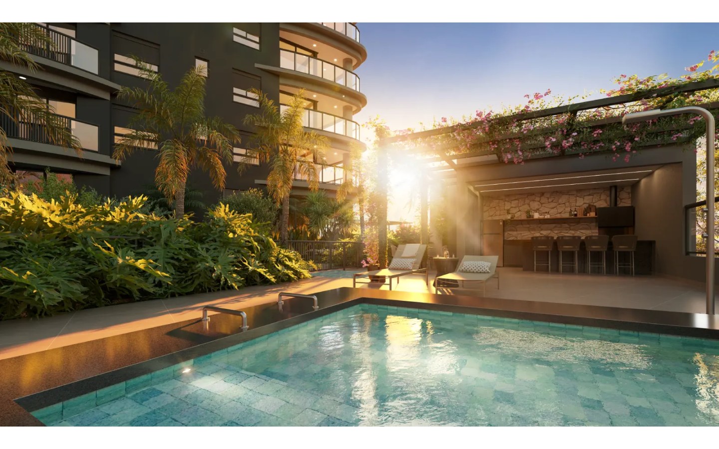 Square Design Residence em Alphaville — churrasqueira junto à piscina