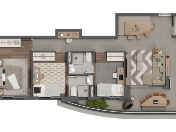 Square Design Residence em Alphaville — planta de 94 m² final 6 com três suítes