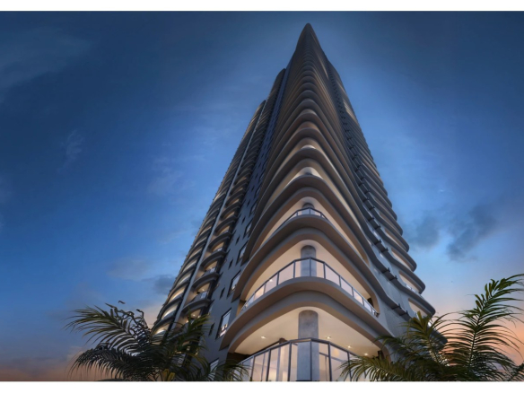 Square Design Residence em Alphaville — fachada iluminada ao anoitecer