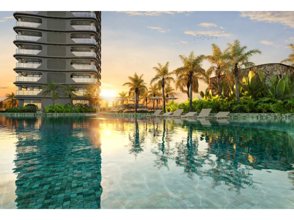 Square Design Residence em Alphaville — piscina externa ao pôr do sol