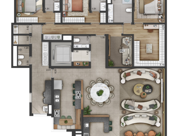 Terrah Alphaville — planta 240 m² com três suítes