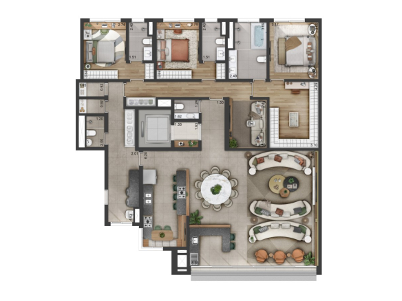 Planta oficial de 240 m² do Terrah Alphaville