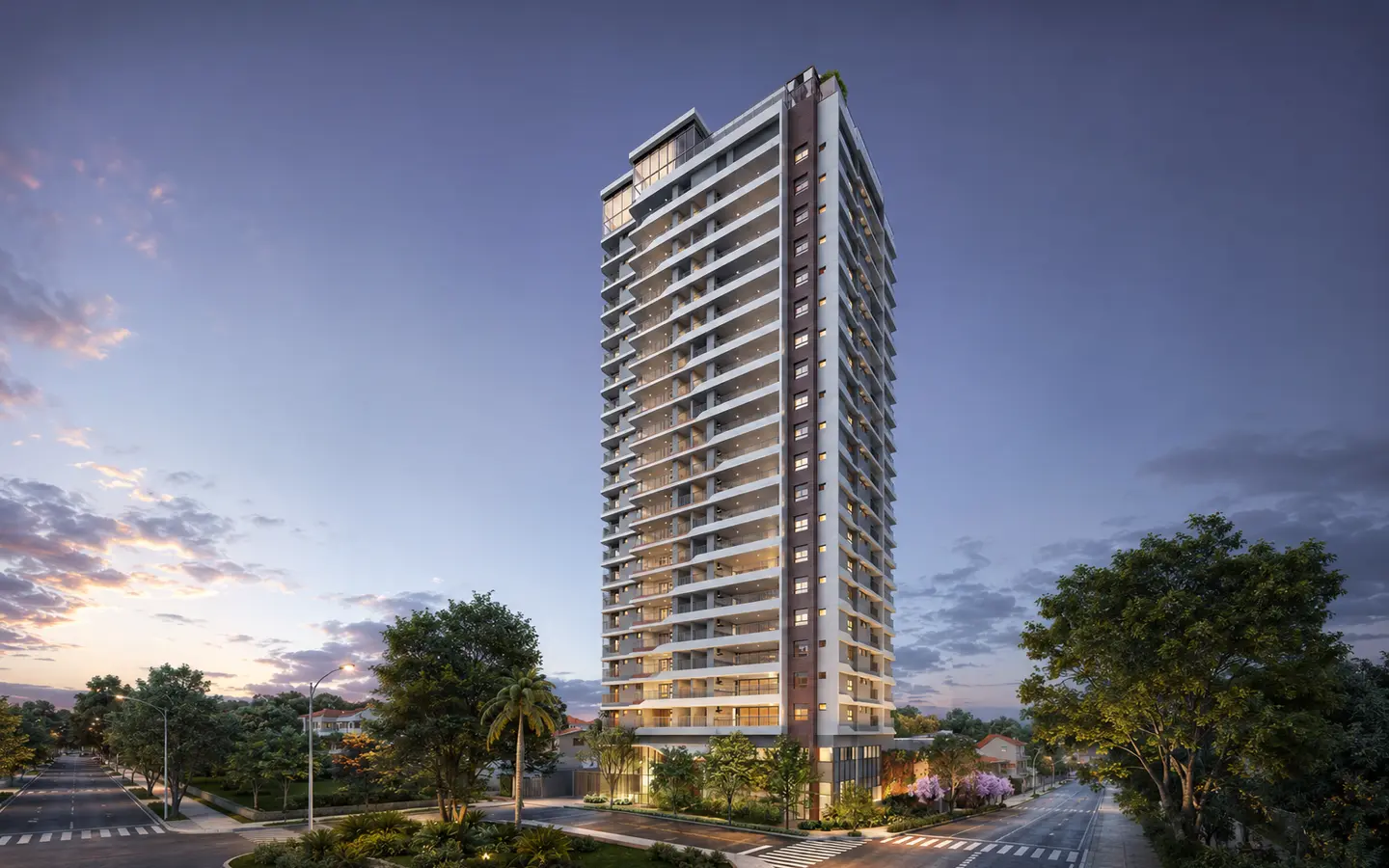 Fachada da torre única do condomínio Tucuna 250 na Rua Tucuna, em Perdizes