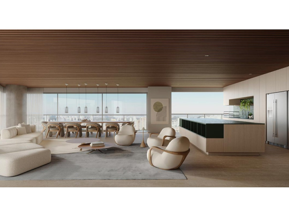 Perspectiva do living integrado do Vista Alphagran