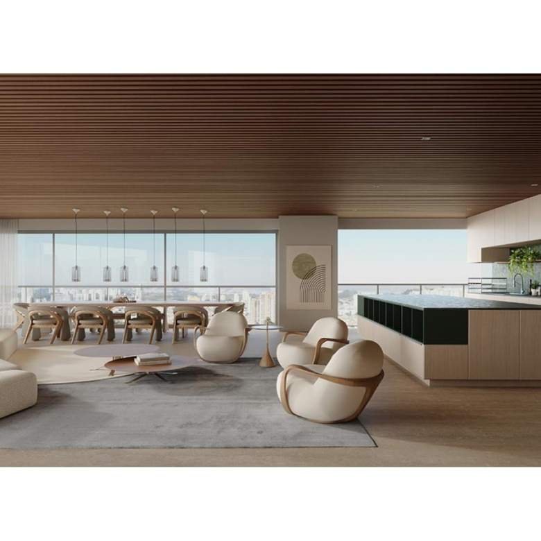 Perspectiva do living integrado do Vista Alphagran