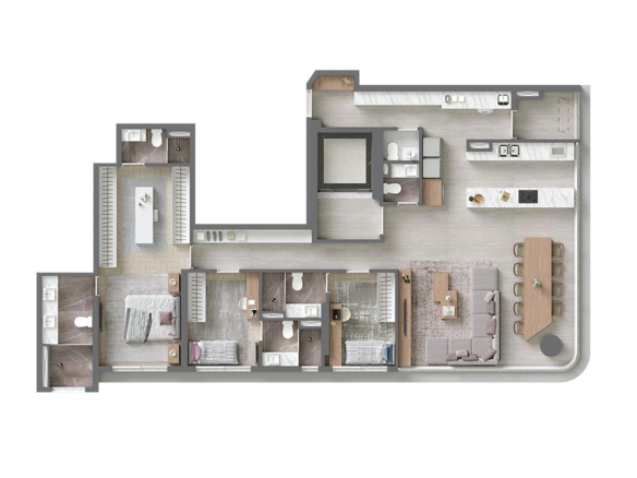 Planta de 160 m² com 3 suítes no Vista Alphagran