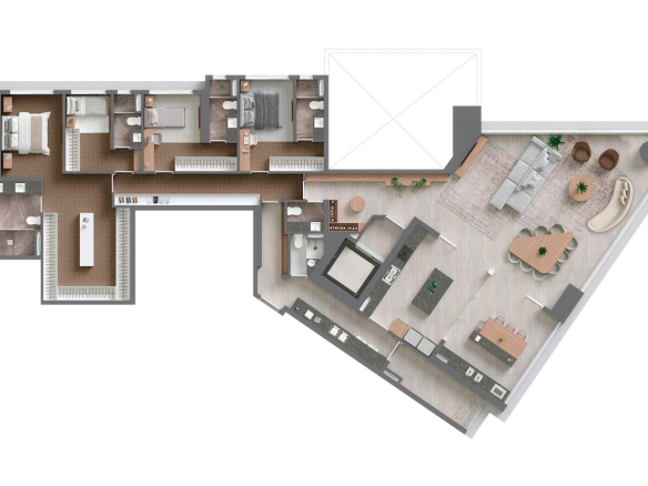 Planta de 277 m² com 4 suítes no Vista Alphagran