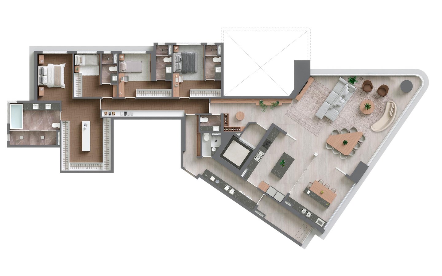 Planta de 277 m² com 4 suítes no Vista Alphagran
