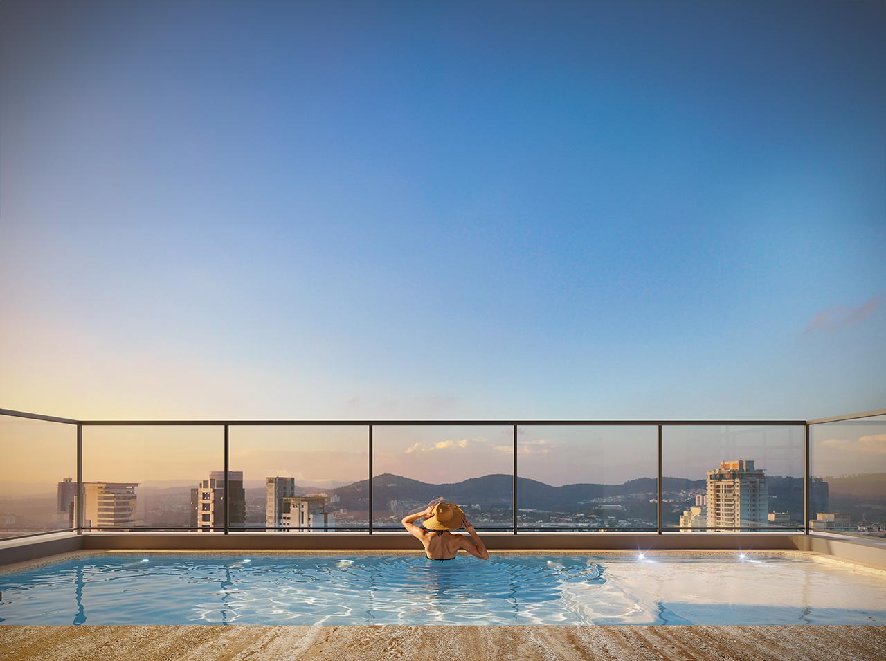 Terraço com piscina privativa da penthouse do Vista Alphagran