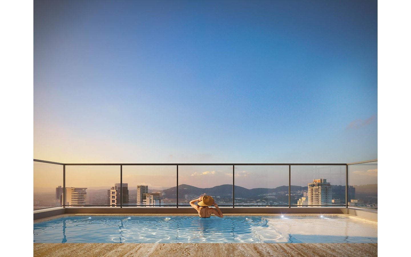 Terraço com piscina privativa da penthouse do Vista Alphagran