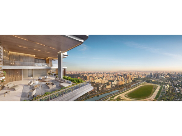 Perspectiva da cobertura duplex de 708 m² do Vista Cyrela Torre Milano com vista panorâmica
