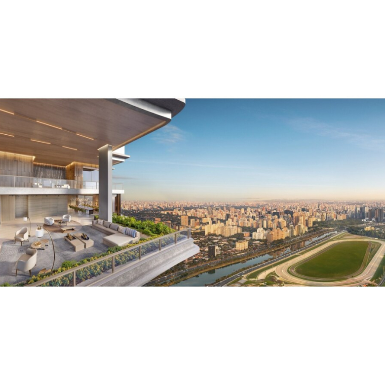 Perspectiva da cobertura duplex de 708 m² do Vista Cyrela Torre Milano com vista panorâmica