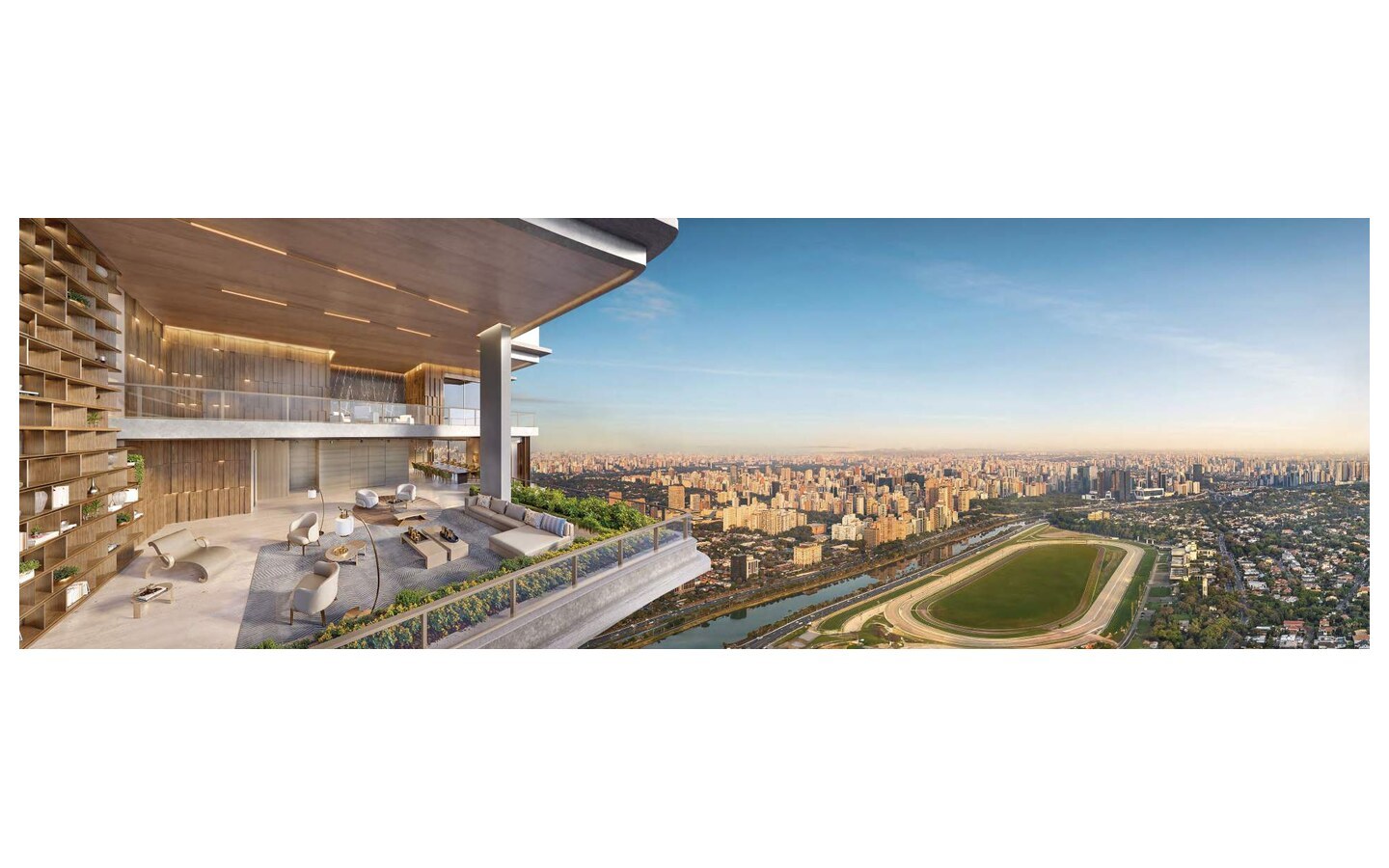 Perspectiva da penthouse final 1 de 710 m² da Torre Milano com vista panorâmica