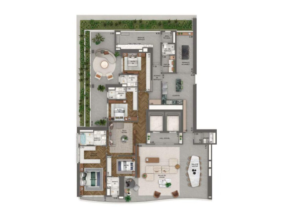 Planta oficial do garden de 436 m² com 4 suítes no Vista Cyrela Torre Milano