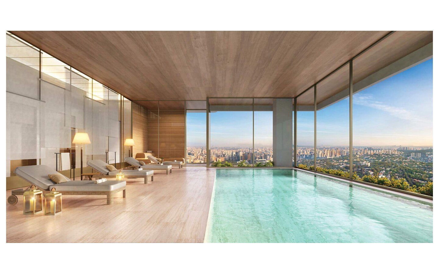 Perspectiva do The Spa no 47º pavimento do Vista Cyrela Torre Milano