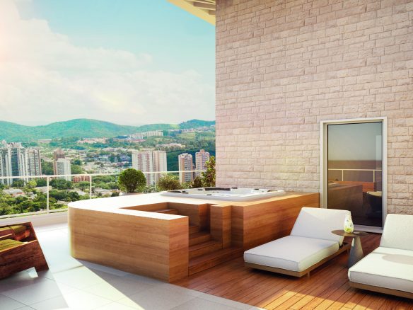 Sunset Itapecuru — perspectiva ilustrada de terraço duplex