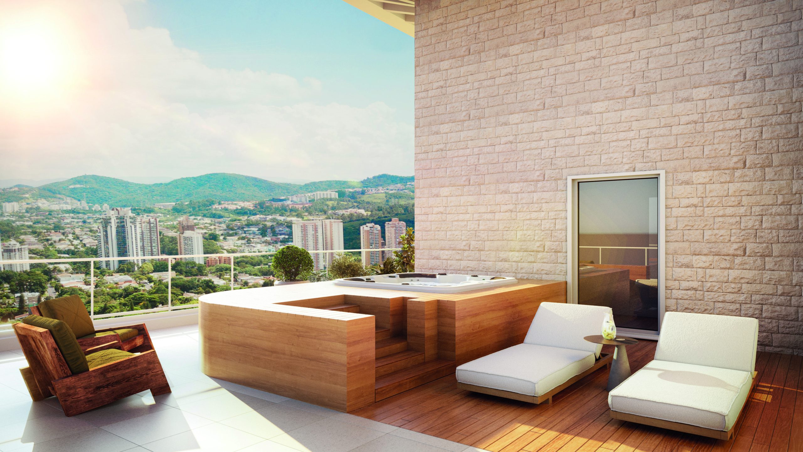 Sunset Itapecuru — perspectiva ilustrada de terraço duplex