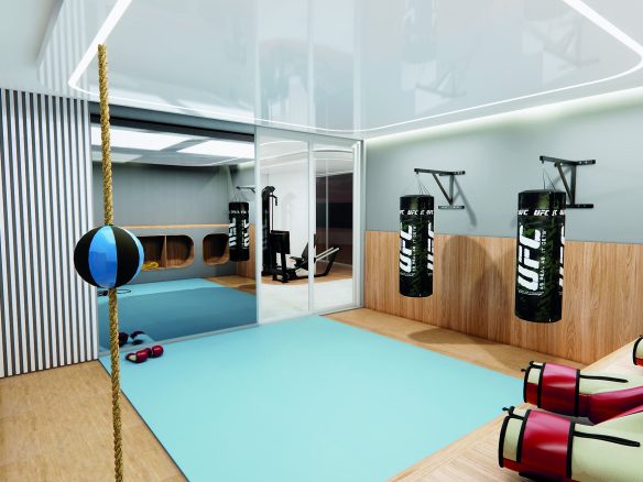 Sunset Itapecuru — perspectiva ilustrada de sala fitness multiuso