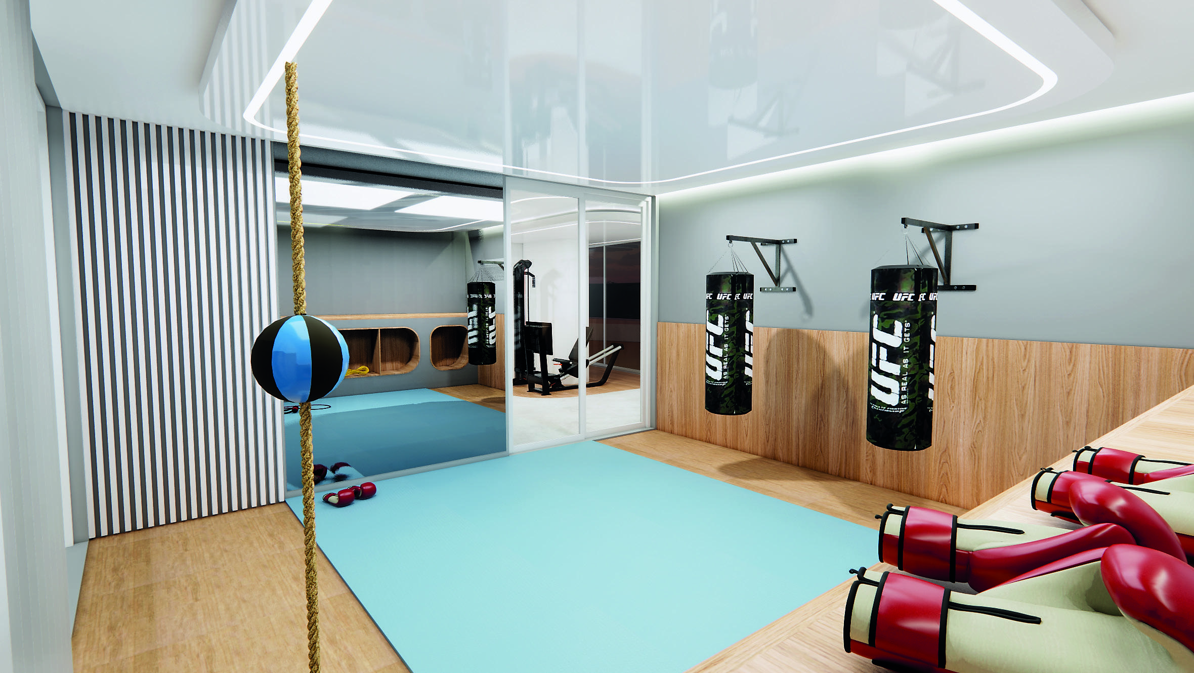 Sunset Itapecuru — perspectiva ilustrada de sala fitness multiuso