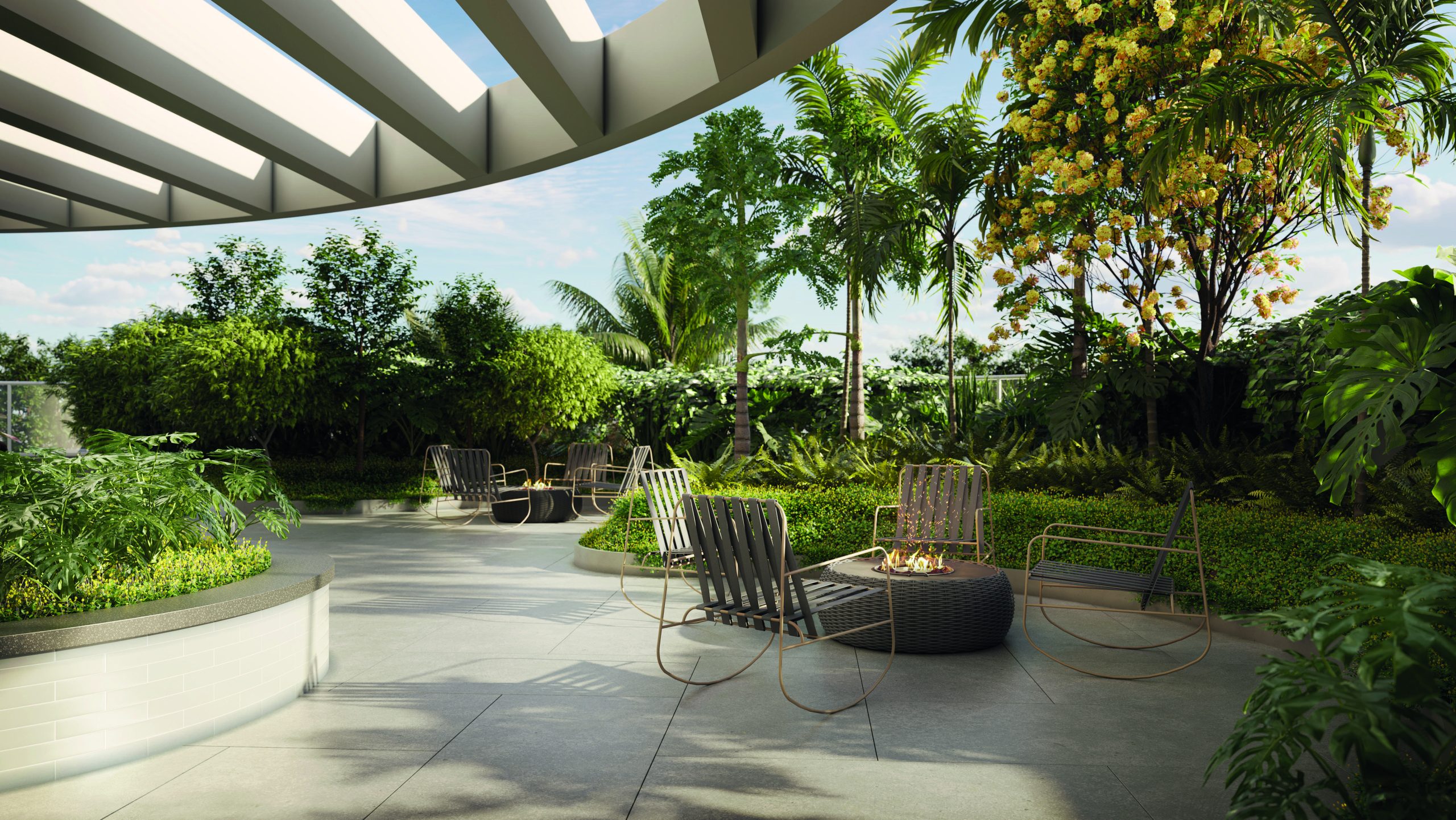 Sunset Itapecuru — perspectiva ilustrada de lounge externo