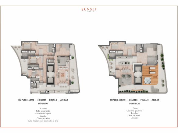 Sunset Itapecuru — planta individual: Duplex 460 m² — 4 suítes, final 2