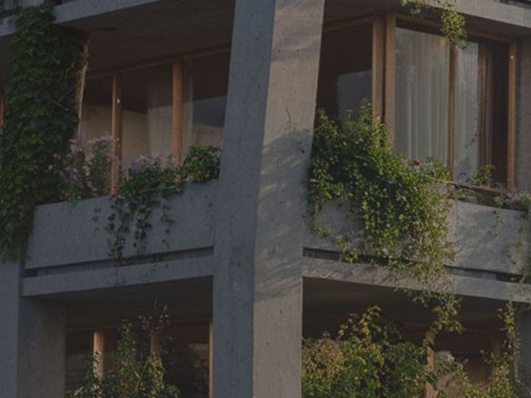 Detalhe da fachada com vegetação do Aléia Jardins, perspectiva oficial da SDI