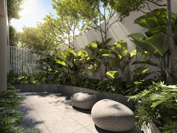 Jardim com bancos do Aléia Jardins, perspectiva oficial da SDI