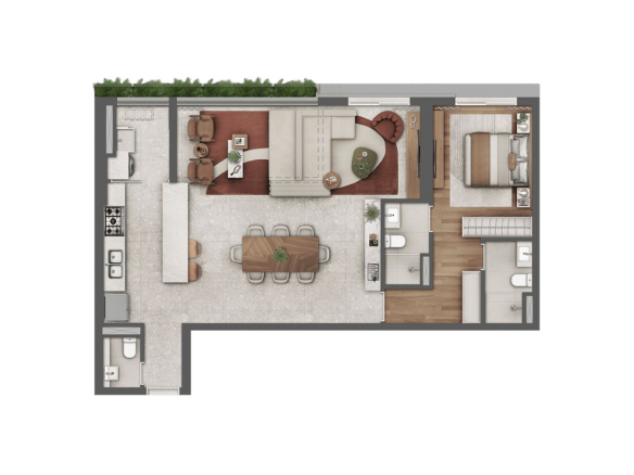 Planta 93 m² com 1 suíte — Almá Pinheiros
