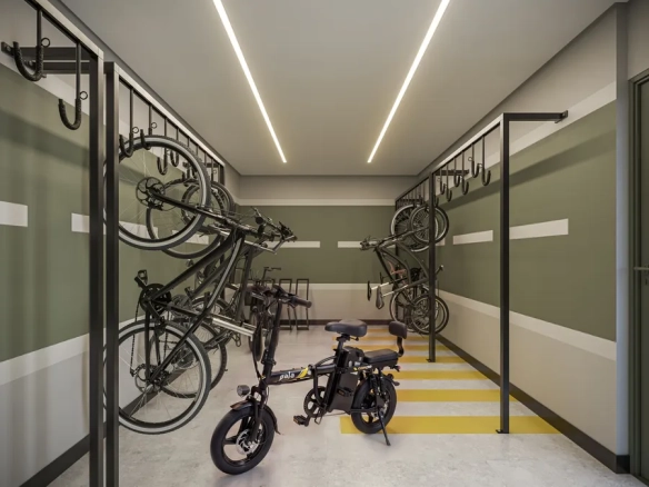 Bicicletário do empreendimento Alves Pinheiros em São Paulo