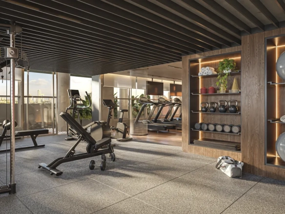 Espaço fitness do empreendimento Alves Pinheiros em São Paulo