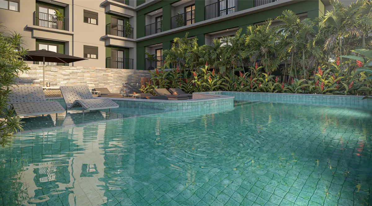 Alves Pinheiros – Piscina e solarium – Atendimento Especializado (11) 4237-8776 | 98026-0864 Piscina e solarium do empreendimento Alves Pinheiros em São Paulo
