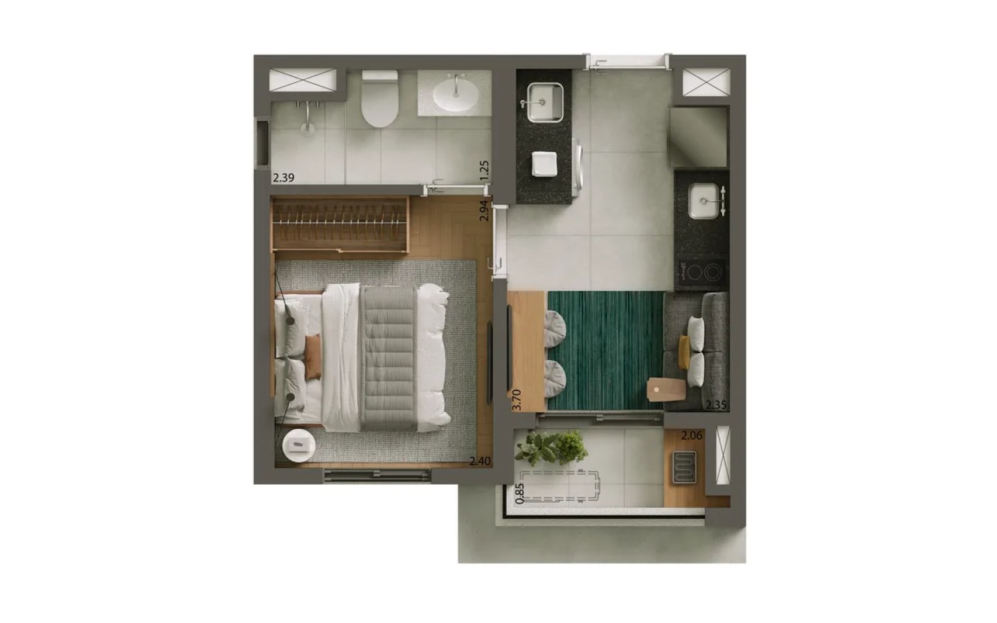 Alves Pinheiros – Planta 24 m² – 1 dormitório – Tipologia B – Atendimento Especializado (11) 4237-8776 | 98026-0864 Planta 24 m² - 1 dormitório - Tipologia B do empreendimento Alves Pinheiros em São Paulo