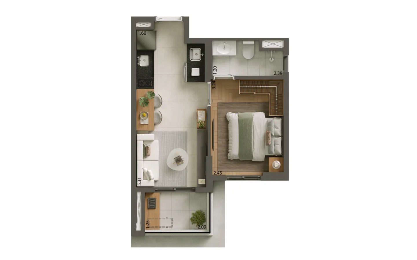 Alves Pinheiros – Planta 30 m² – 1 dormitório – Tipologia D – Atendimento Especializado (11) 4237-8776 | 98026-0864 Planta 30 m² - 1 dormitório - Tipologia D do empreendimento Alves Pinheiros em São Paulo